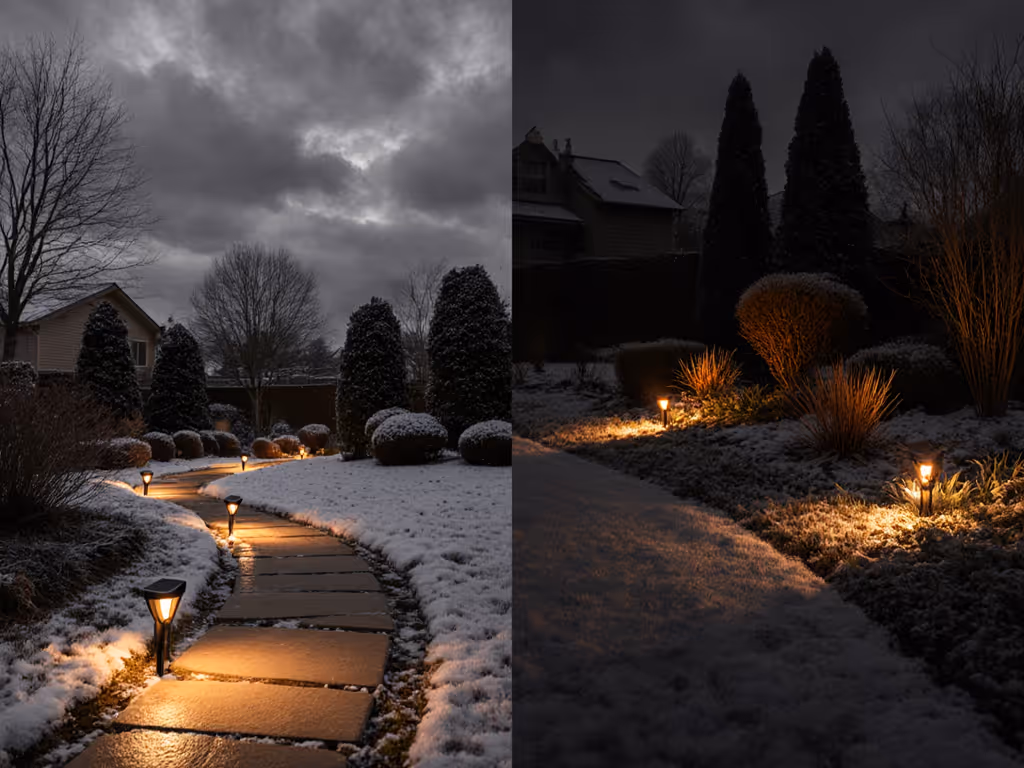 Path Lights vs Spotlights: Solar Cloudy-Day Performance