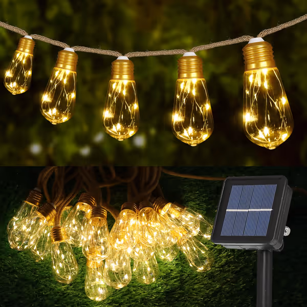 Vintage Rope Hemp Solar String Lights